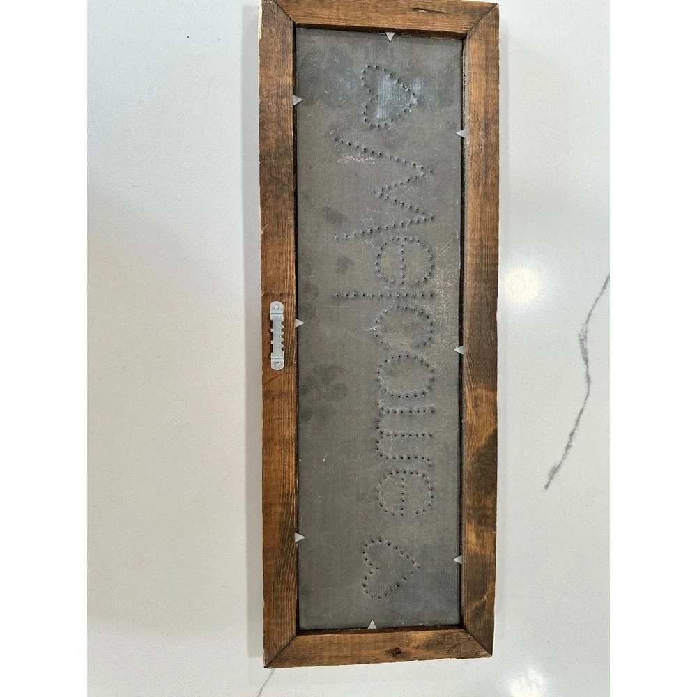 Rustic Welcome Sign Punched Metal Wood Framed Farmhouse Wall Decor‎